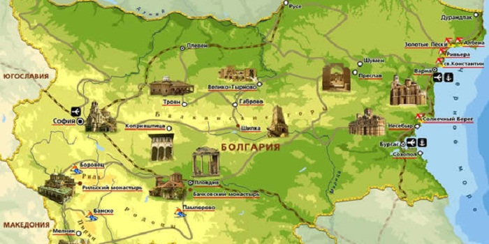 Карта курортов Болгарии